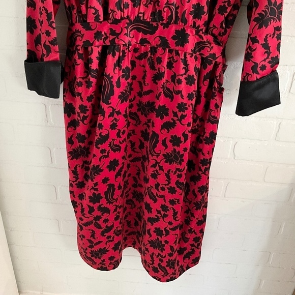 Vintage Y2K Robe Satiny Paisley Red Black Dark Romantic Fairy S Oversized - Picture 12 of 15